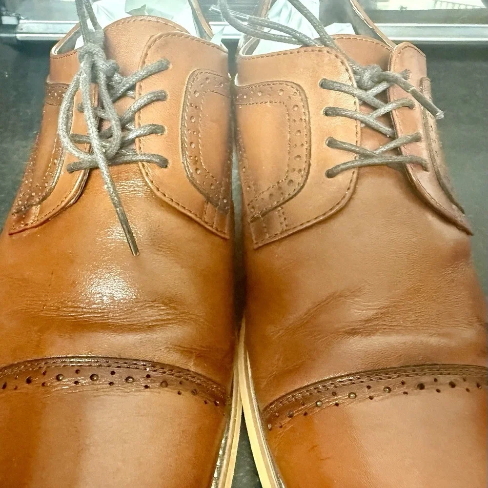 STACY ADAMS Dickinson Oxford Cap Toe - Brown Leather Dress Shoes Men's Size 12